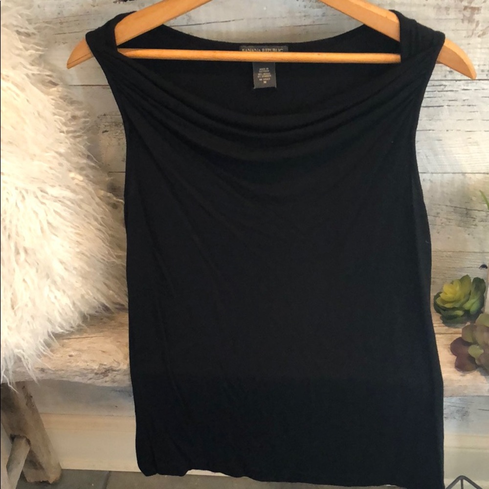 Banana Republic Tank black soft drape scoop neck